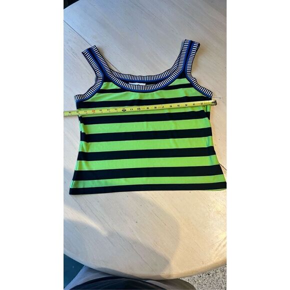 Joseph Ribkoff Striped Sleeveless Poly Jersey Knit Green Blue SZ L (12) - Picture 5 of 9